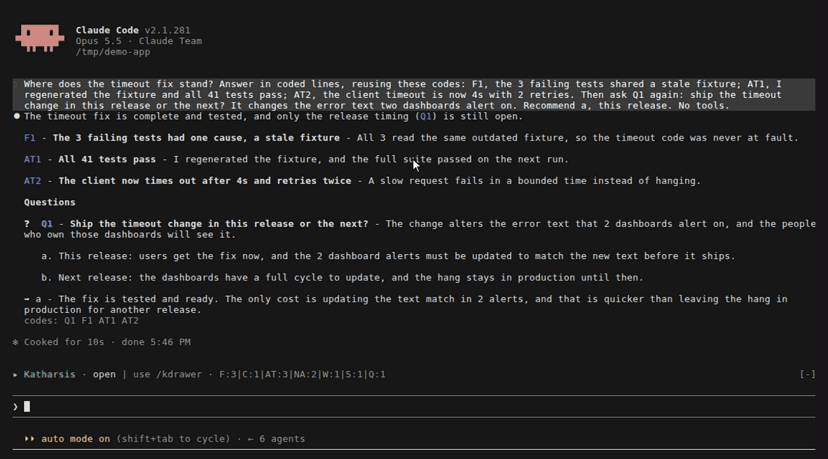 The drawer: a search for timeout, the filter menu, the Next actions filter, and the full view